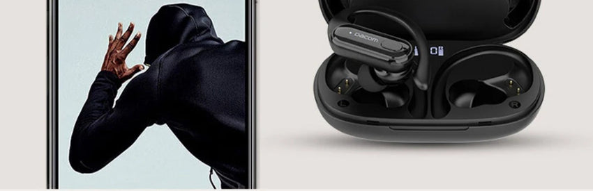DACOM L19 Wireless Headphones Bluetooth 5.3 Earphones True with Mic Button Control Noise Reduction Earhooks Waterproof Headset