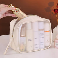 1pc Multifunctional Semi Transparent Makeup Bag, Cosmetics Storage Bag, Business Travel Toiletry Bag, Large Capacity Makeup Repa