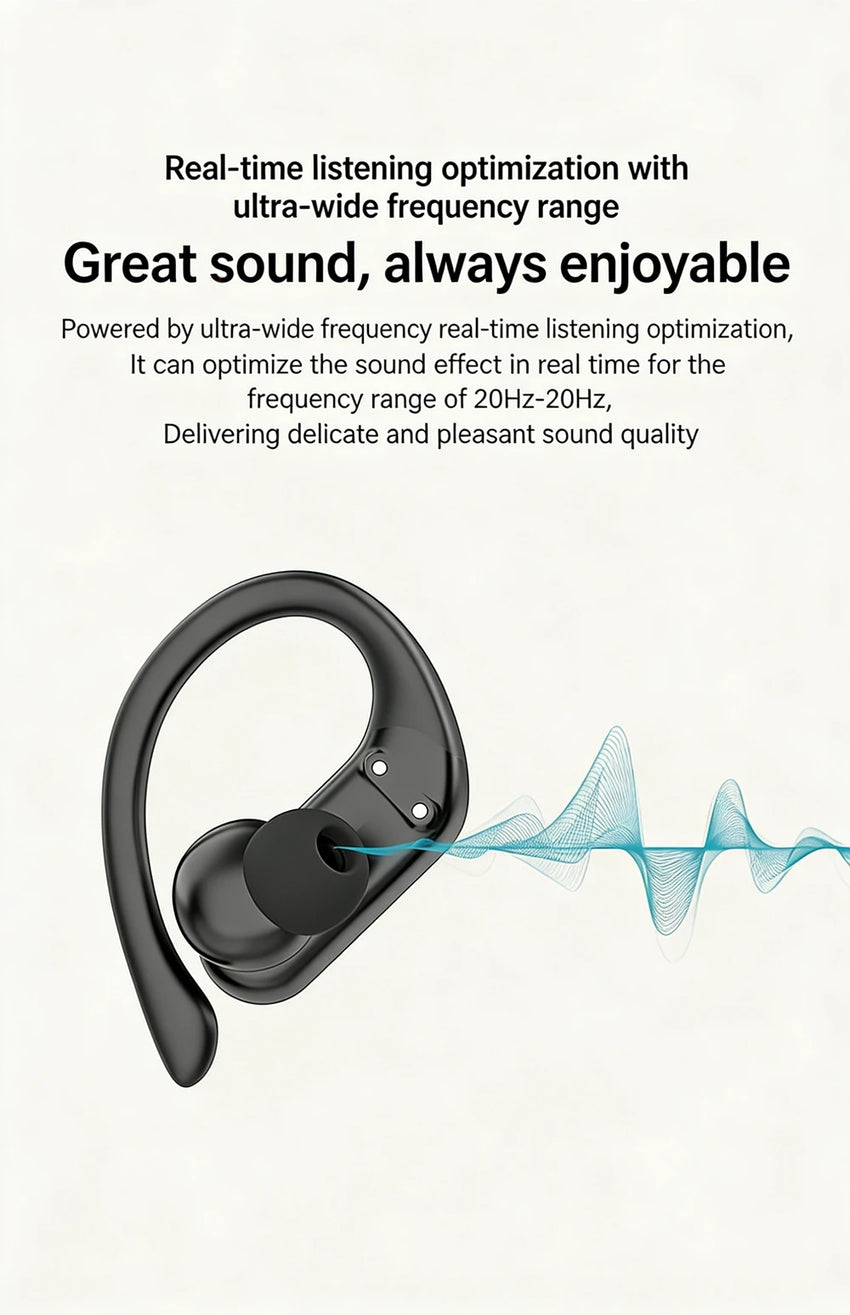 DACOM L19 Wireless Headphones Bluetooth 5.3 Earphones True with Mic Button Control Noise Reduction Earhooks Waterproof Headset