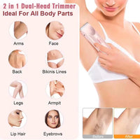 Electric Rerchargeable Lady Razor Double-Headed Waterproof Bikini Trimmer Shaver 2-In-1 Body And Facial Hair Removal Trimmer