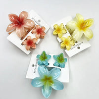 3Pcs/Set Sweet Flower Colroful Gradient Hair Claws Ponytail Cip Clamp Barrettes Hairpins For Women Girl Beach Hair Accessories