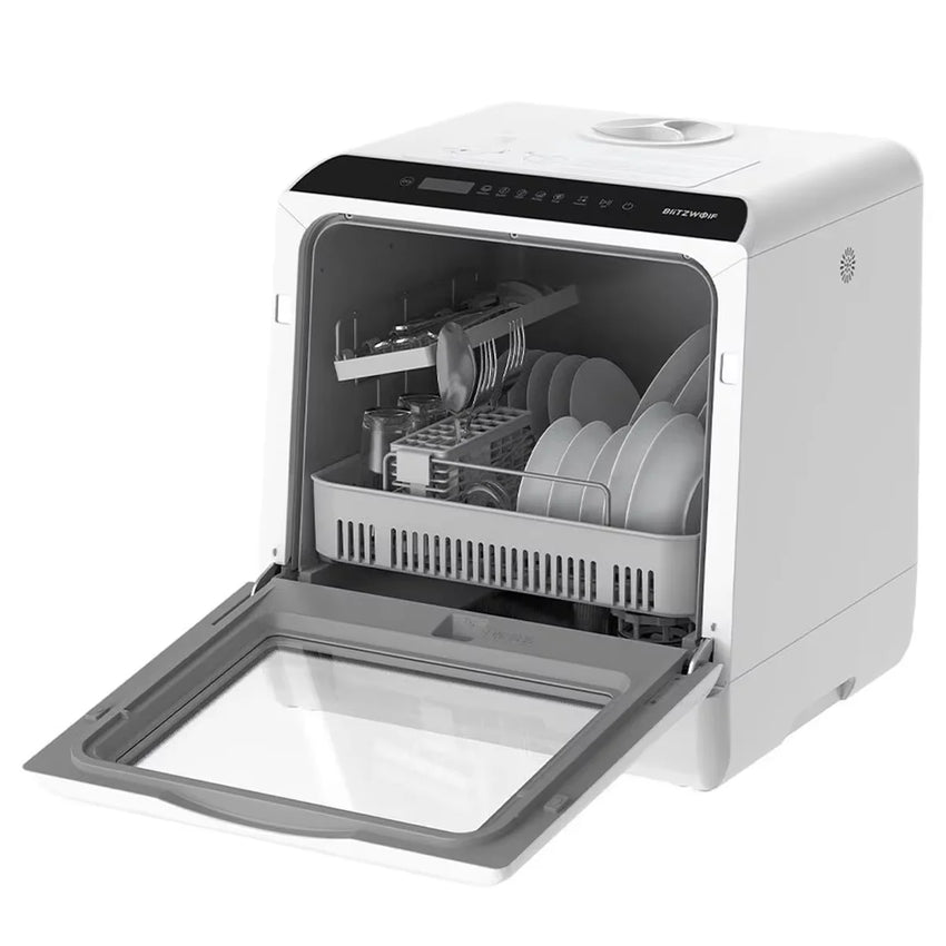 BlitzHome BH-CDW1 Smart Portable Countertop Dishwasher with APP Control 4-6 Sets Big Capacity Dual Water Inlet Modes Washers