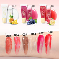 Glitter Plumping Lip Gloss Jelly Strawberry Moisturizer Fruit Lip Oil Transparent Fullness Lip Tint Gel Soft Tube Makeup LipCare