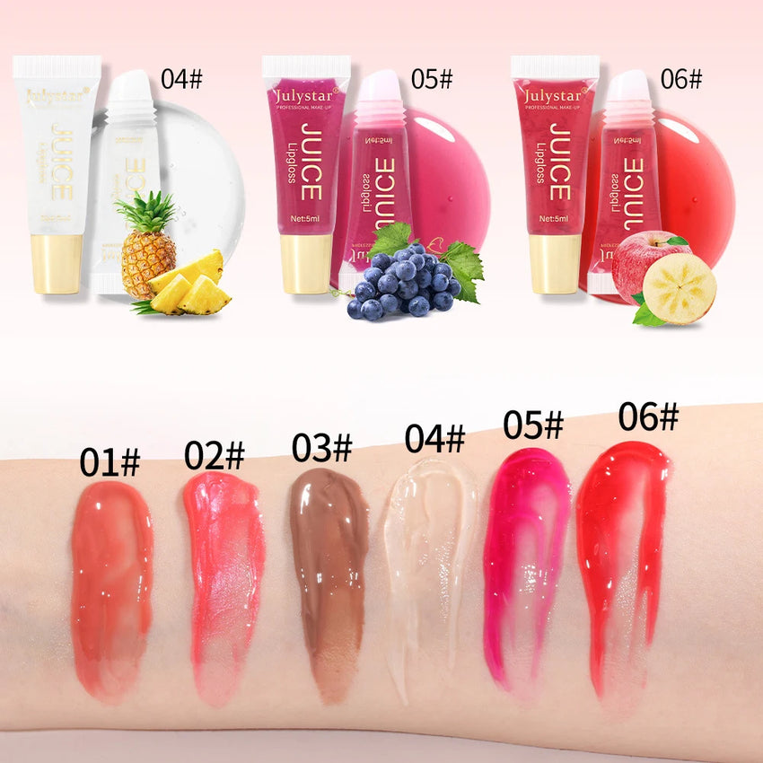 Glitter Plumping Lip Gloss Jelly Strawberry Moisturizer Fruit Lip Oil Transparent Fullness Lip Tint Gel Soft Tube Makeup LipCare