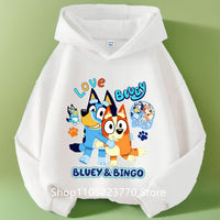 Kids Bluey Hooded Sweatshirt Fall Winter Warm Soft Pullover Comfortable Playwear for Boys Girls