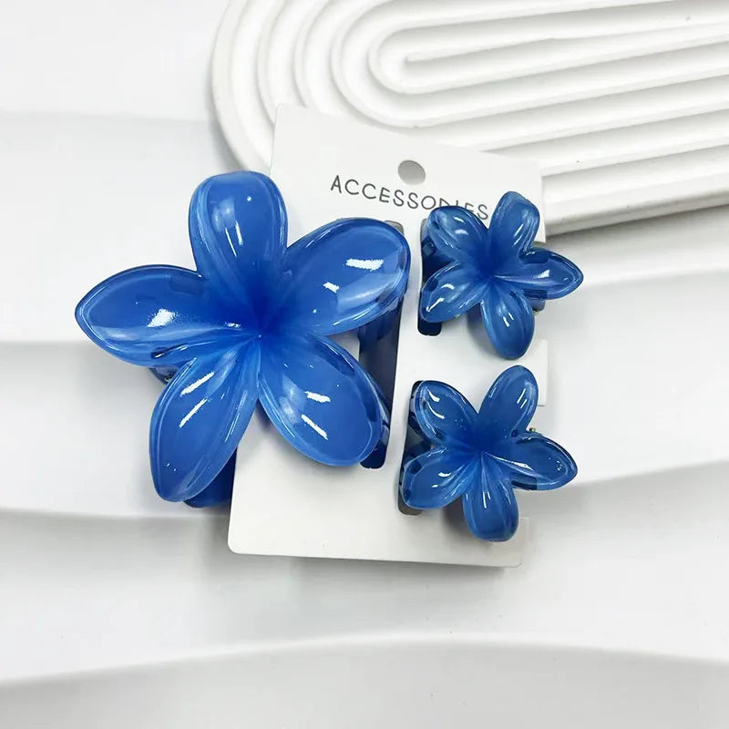 3Pcs/Set Sweet Flower Colroful Gradient Hair Claws Ponytail Cip Clamp Barrettes Hairpins For Women Girl Beach Hair Accessories