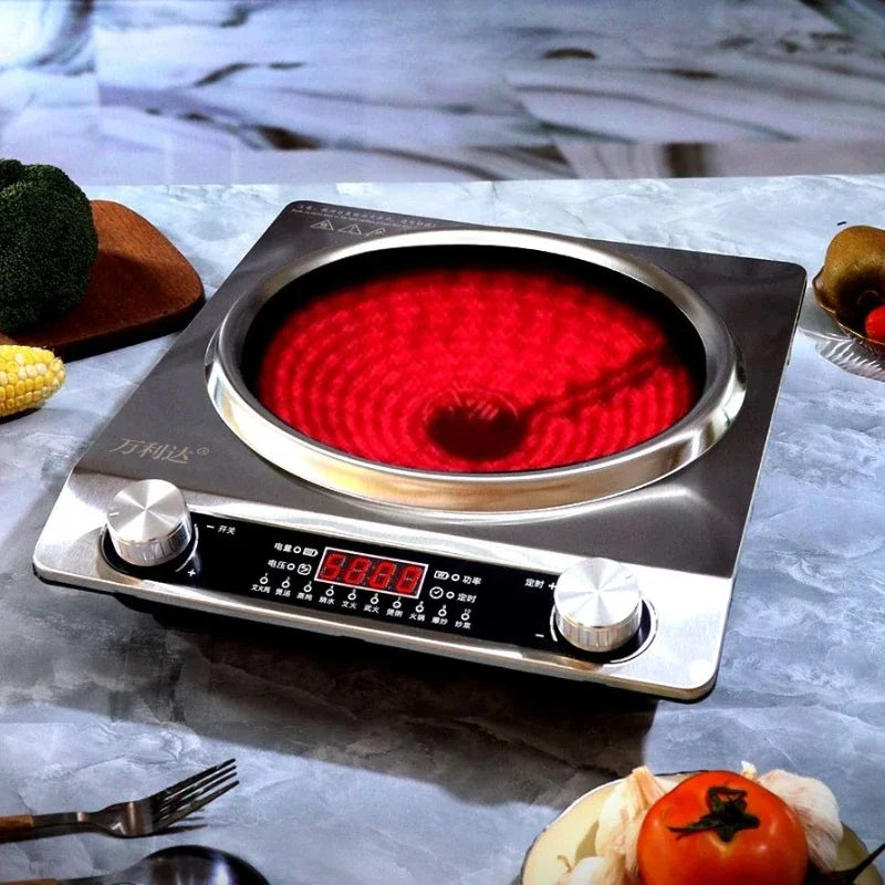 new High-power electric ceramic stove 5000W concave flat household hot pot cooking timing multi-functional light wave stove
