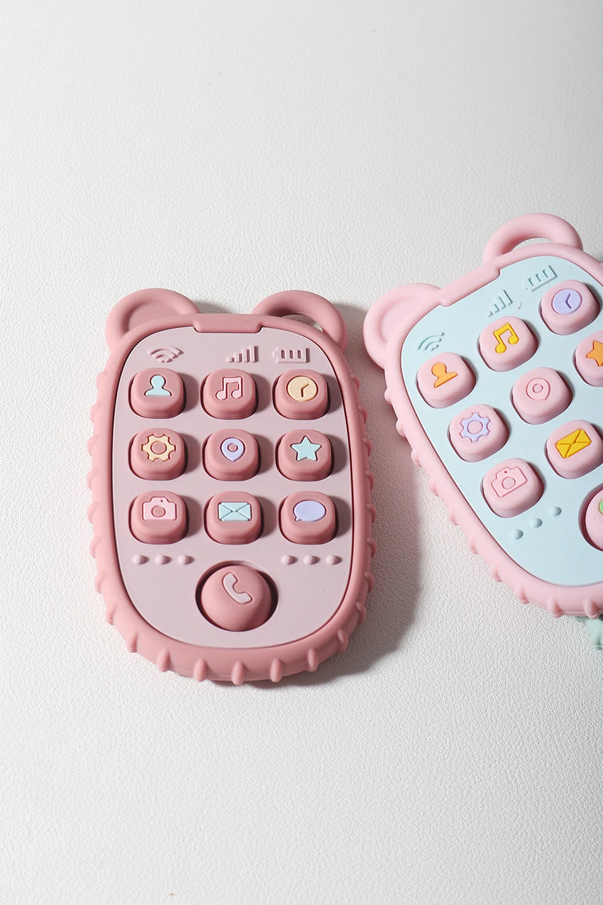 2024 New Baby Teether mobile phone Shape Silicone Teether Teething Toy Kids Sensory Educational Toy baby gift set