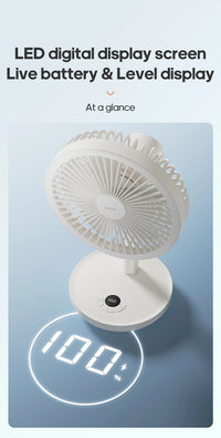 New Portable Smart Oscillating Desk Fan 4000mAh 5 Gear Speed Silent Desktop Rechargeable Fan Angle Adjustable for Home Office