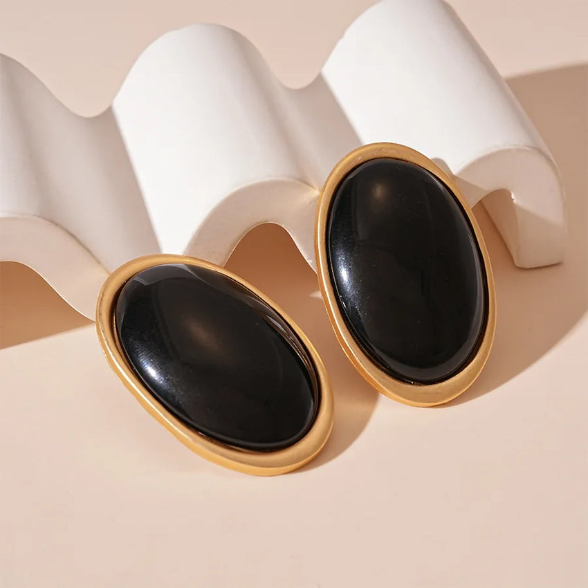 Vintage Red Resin Women's Earrings Stud Earrings Luxury large Geometric Oval earrings Party Wedding Ear Jewelry Wholesale