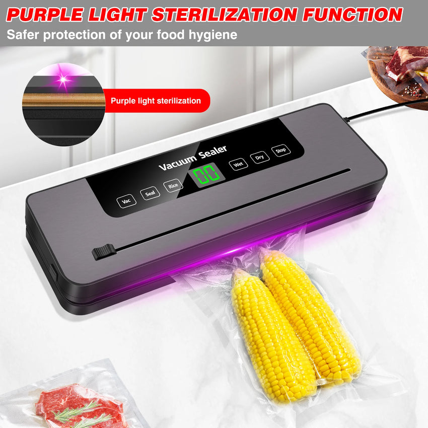 Vacuum Sealer Machine with 10 Sealer Bags and Built-in Cutter, 5 Modes One-touch Sealing for Sous Vide Cooking Dry & Moist Foods