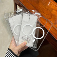Fashion Anti-Yellow Crystal Clear Phone Case For iPhone 16 15 14 13 12 Pro Max Case for Magsafe Wireless Charging Acrylic Cover
