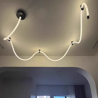 Modern LED Line Light Designer DIY Chandelier for Loft Villa Duplex Living Room Exhibition Hall Creative Art Home Lighting