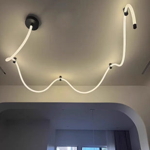 Modern LED Line Light Designer DIY Chandelier for Loft Villa Duplex Living Room Exhibition Hall Creative Art Home Lighting
