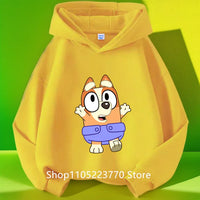 Kids Bluey Hooded Sweatshirt Fall Winter Warm Soft Pullover Comfortable Playwear for Boys Girls