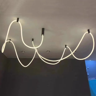Modern LED Line Light Designer DIY Chandelier for Loft Villa Duplex Living Room Exhibition Hall Creative Art Home Lighting