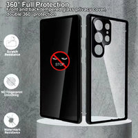 Metal Phone Case Double sided Temper Glass For Redmi Note 14 13 12 Pro Plus 5G Lens Protect Anti Peeping Spy Privacy Cover Cases
