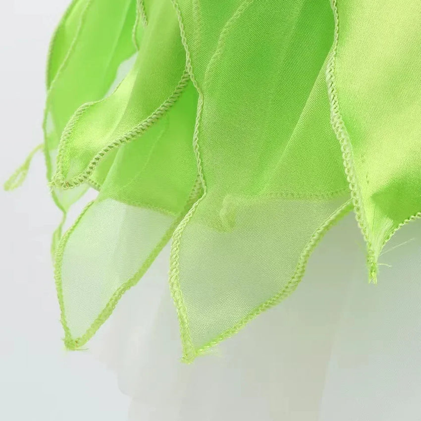 Girls Party Dresses Fairy Green Costume for Girl Tinkerbell Children Clothing Princess Elf Birthday Ball Gown Wing Dresses