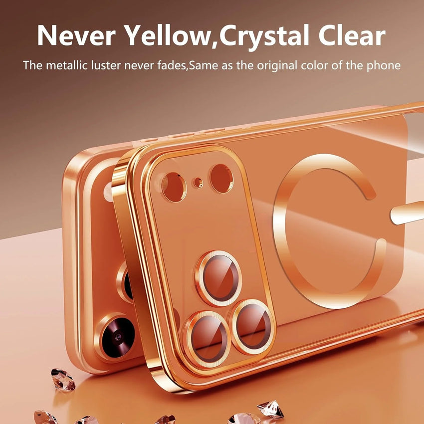 Luxury Electroplated Cover Bumper With Magnetic  Case For iPhone 17 Pro Max、17，With Privacy Screen Protector Full Camera Cover