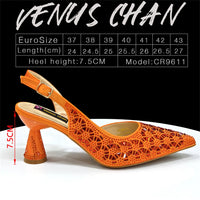 2026 New Elegant Green Pointed-Toe High Heels & Matching Bag Set with Diamond Design for Women's Party Wear - Italian Trend