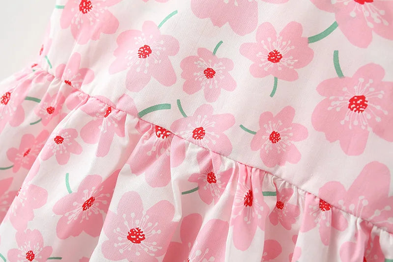 Summer Newborn Baby Clothes Toddler Girl Clothes Cotton Beach Suspender Dress+Sun Hat Princess Dresses