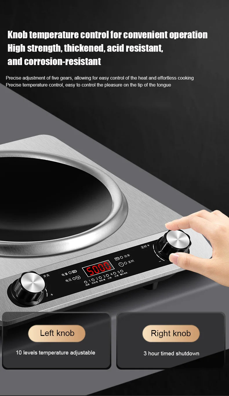 5000W Household Concave Induction Cooker High Power Intense Fire Non-Radiative Multifunction Stir Frying Electric Stove