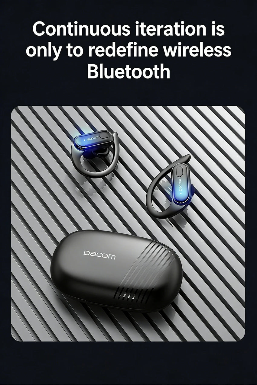 DACOM L19 Wireless Headphones Bluetooth 5.3 Earphones True with Mic Button Control Noise Reduction Earhooks Waterproof Headset