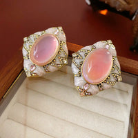 Vintage Red Resin Women's Earrings Stud Earrings Luxury large Geometric Oval earrings Party Wedding Ear Jewelry Wholesale