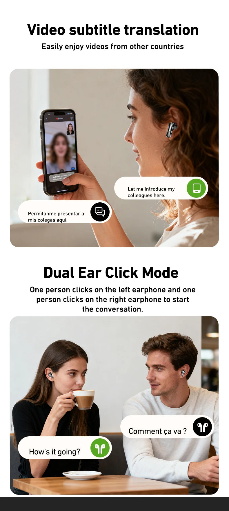 HTC NE48 TWS Wireless Earbuds AI Translation 2K HD Touchscreen Bluetooth 6.0 IPX5 ENC Noise Cancelling Sports Headphone
