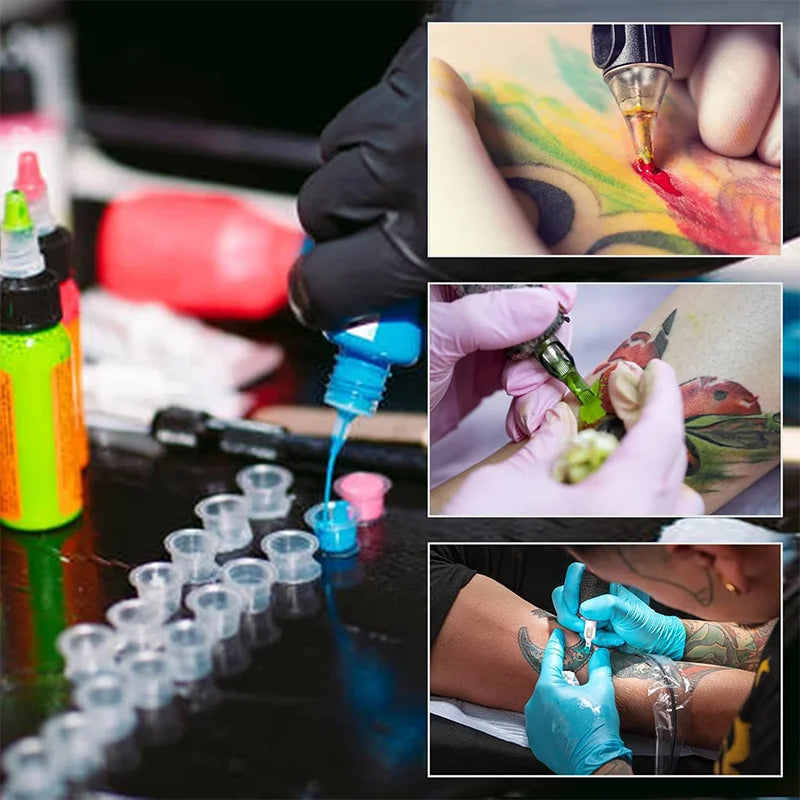 100Pcs POSEIDON Tattoo Ink Cups High Quality Plastic Disposable Pigment Clear Permanent Makeup Tattoo Accessory Tattoo Ink Cups
