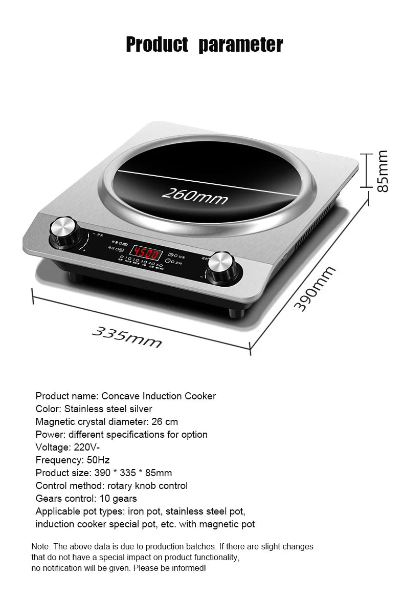5000W Household Concave Induction Cooker High Power Intense Fire Non-Radiative Multifunction Stir Frying Electric Stove
