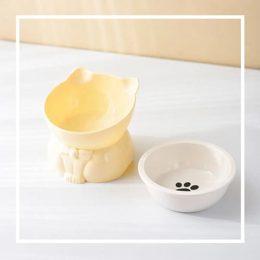 Pet Supplies Ceramic Cat Bowl Creative Slanted Mouth Dog Food Feeding Basin Non-slip Cute Pet Drinking Feeder Water Container
