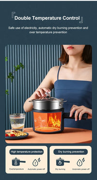 Mini Electric Cooker Multi-Function All-In-One Pot Single Double Layer Household Noodle Cooker Non-Stick Hot Pot Kitchen Tool