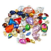 50pcs/set Water Drop Round Multi-shapes Claw Drill Pointedback Diamonds for Wedding Dresses Shoes Mixed Accessories