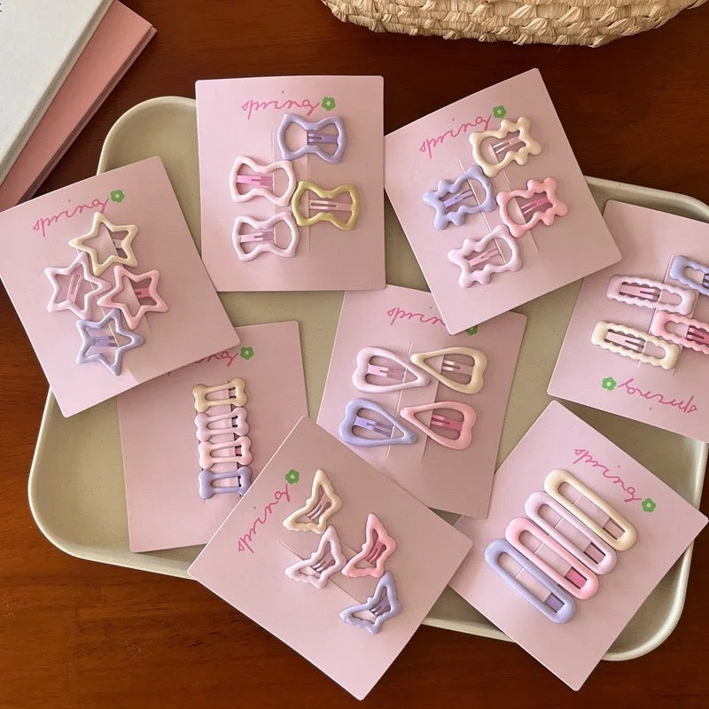 4pcs/set Cute Star Hair Clips Girl's Side Bangs Hair Accessories Small Clip Children's Hair Decorations Kids Accessories