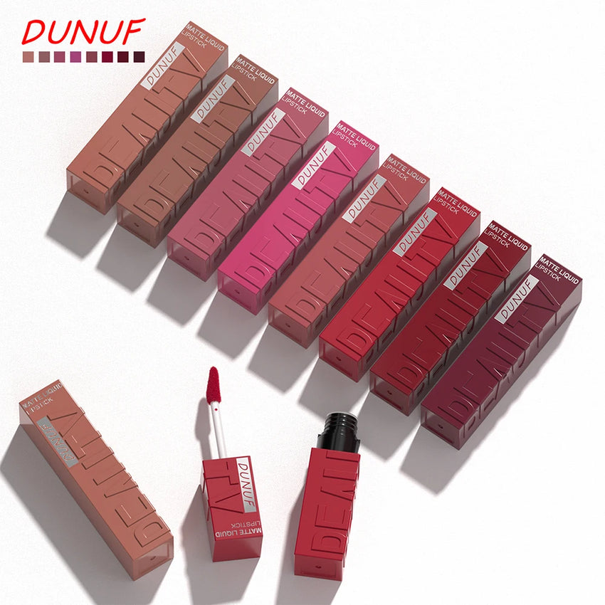 Matte Velvet Lipstick Lip Gloss Waterproof Smooth Long-Lasting Non-sticky Non-transfer Deep Red Nude Y2K Daily&Party Makeup Gift