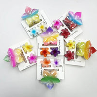 3Pcs/Set Sweet Flower Colroful Gradient Hair Claws Ponytail Cip Clamp Barrettes Hairpins For Women Girl Beach Hair Accessories