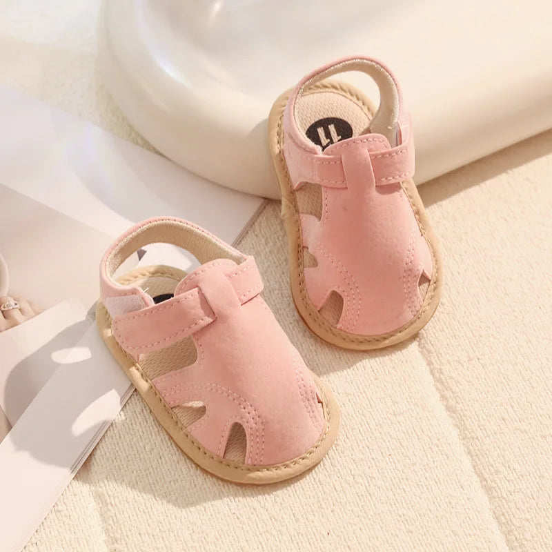 Breathable Summer Newborn Baby Girls Sandals Shoes Toddlers Simple Style Solid Color Soft Sole Shoes Outdoor Indoor Prewalker