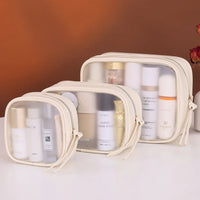 1pc Multifunctional Semi Transparent Makeup Bag, Cosmetics Storage Bag, Business Travel Toiletry Bag, Large Capacity Makeup Repa