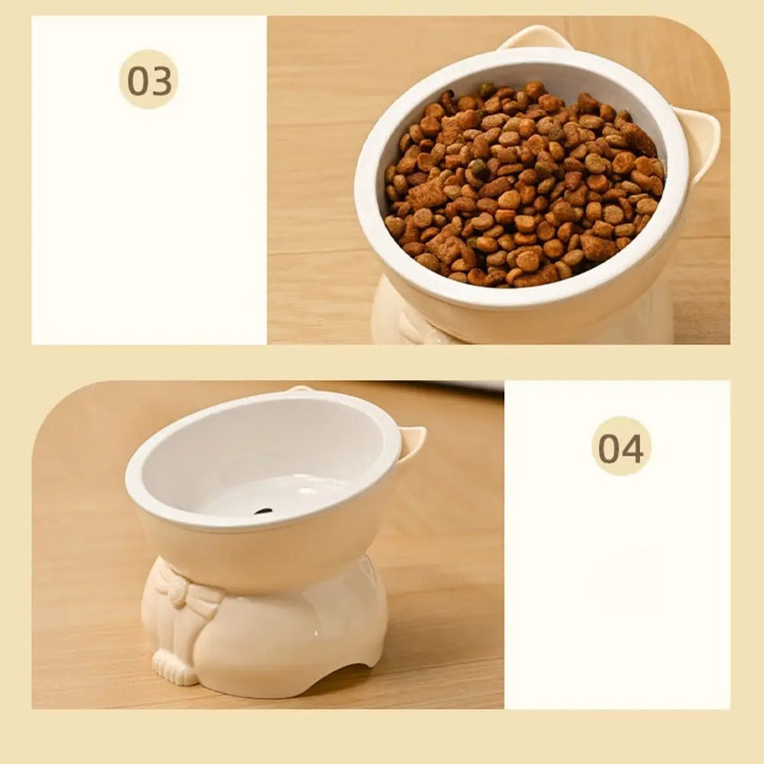 Pet Supplies Ceramic Cat Bowl Creative Slanted Mouth Dog Food Feeding Basin Non-slip Cute Pet Drinking Feeder Water Container