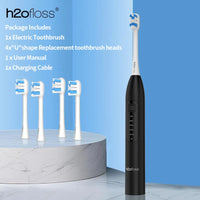 H2ofloss Sonic Electric Toothbrush For Adults 2000mAh Large Battery Ultrasonic Rechargeable 5 Modes IPX7 Waterproof Oral Clean