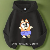 Kids Bluey Hooded Sweatshirt Fall Winter Warm Soft Pullover Comfortable Playwear for Boys Girls