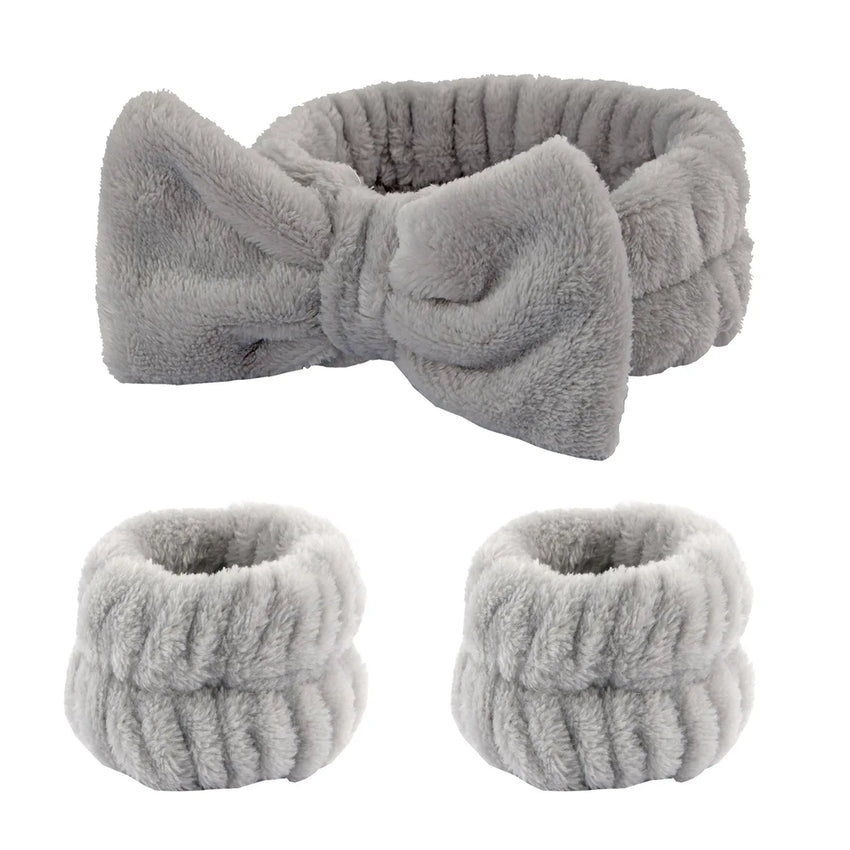Wash Face Headbands For Women Coral Fleece Hair Bands Cuff Waterproof Bands Absorbent Wristbands Head Band Hair Accessories Set