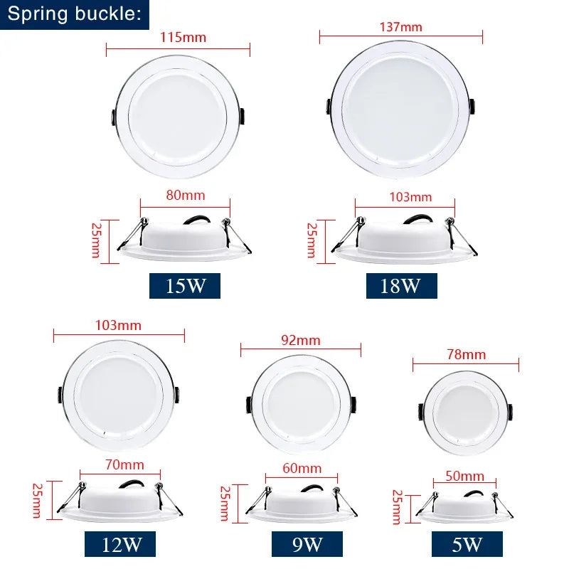 10pcs/lot LED Downlight 12V 24V 110V 220V Spot Light 5W 9W 12W 15W 18W Recessed In Led Ceiling Downlight Cold Warm White Lamp