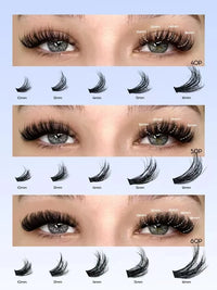 DIY Clusters Lash Kit Full Set 8-16mm Mix Bond&Seal Tweezers Lash for Self Application Makeup Individual Eyelash Extensions