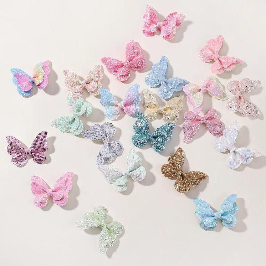 2/4/5Pcs Girls Cute Sequins Double Butterfly Hair Clip Bow Hairpins DIY Headwear Bow Decor Hairgrip Children Hair Accessories