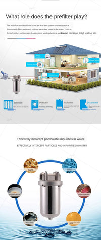 5inch Prefilter 304 Stainless steel hot water filter housing DN15 DN20 DN25 for high temperature high flow water filter housing