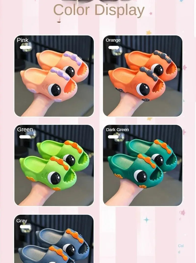 /Summer Aged 2-12 Children Slippers Cute Cartoon Dinosaur Beach Sandal For Kids Boys Girls Flip Flops Non-Slip Indoor Home Shoes