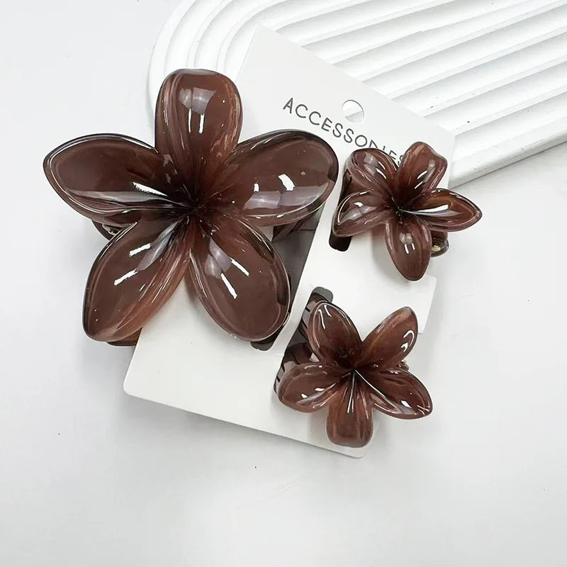 3Pcs/Set Sweet Flower Colroful Gradient Hair Claws Ponytail Cip Clamp Barrettes Hairpins For Women Girl Beach Hair Accessories