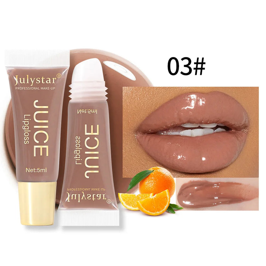 Julystar 6color Long lasting Moisturizing Mirror Lip Oil, Fruit Flavor, Pudding Lip Moisturizing, Water Radiant Lip Honey